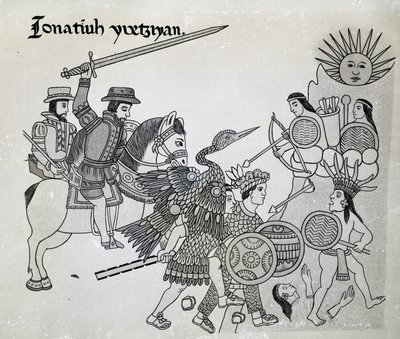 Fight between the Spanish and the Aztecs, plate from 